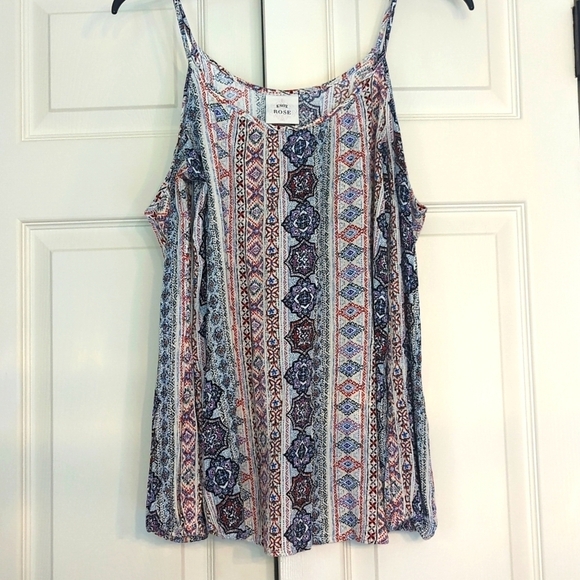 Knox Rose Tops - Knox Rose Cold Shoulder Spaghetti Strap Top Multi Color Size XS